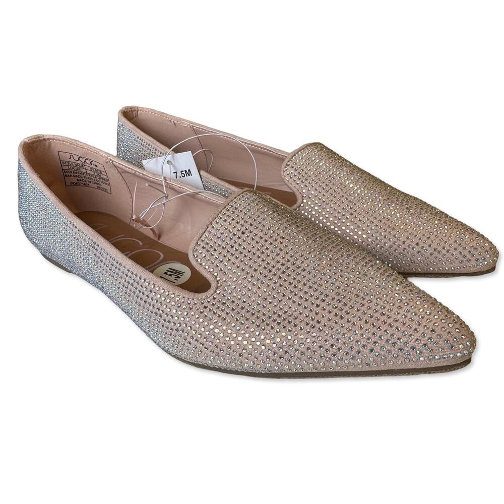 NWT Sugar Louise Blush Sparkly Pointed Toe Flats Size 7.5 Dark Pink